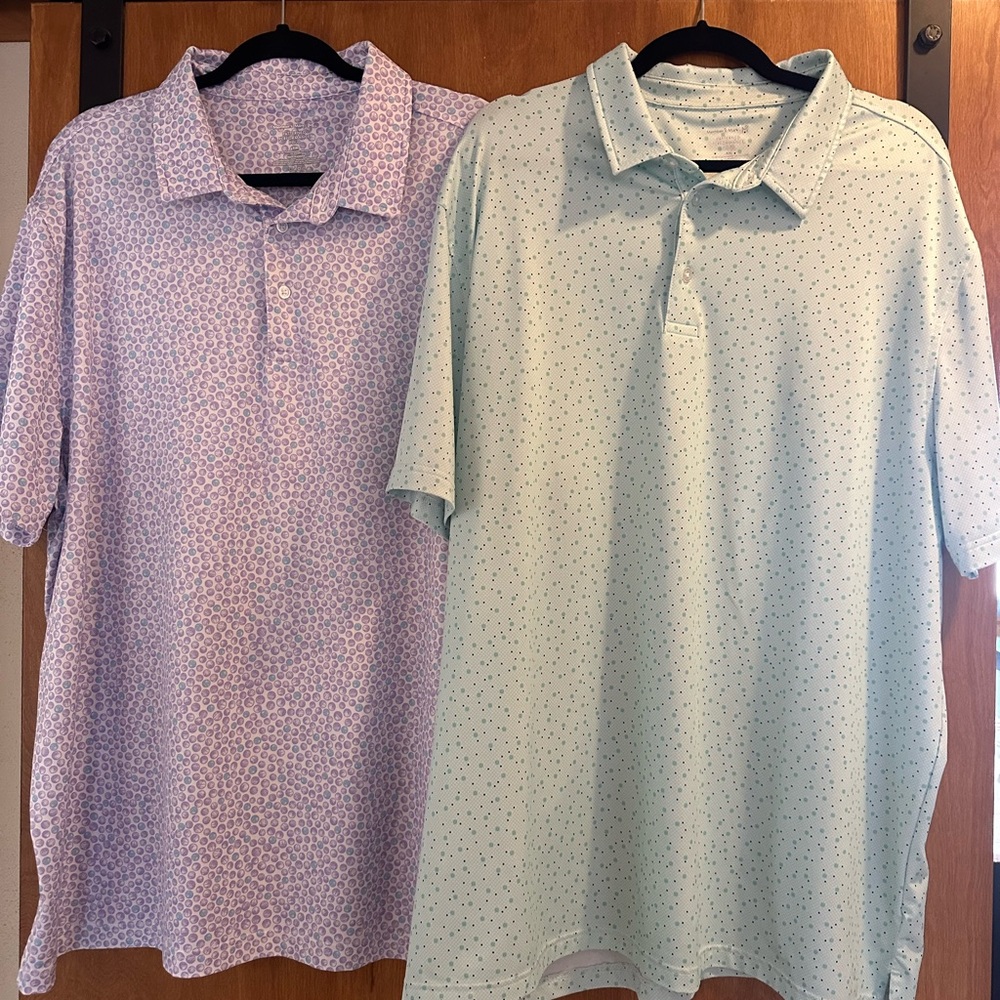 Men's Polka Dot Polo Shirts - Light Blue and Lavender - Picture 2 of 3